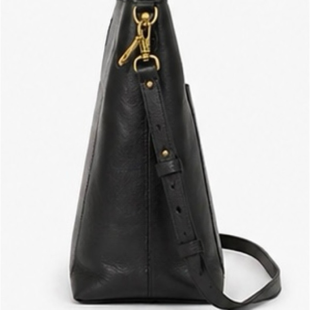 Madewell Black Leather Tote Bag Crossbody Shoulder Purse Adjustable Strap - Picture 3 of 6